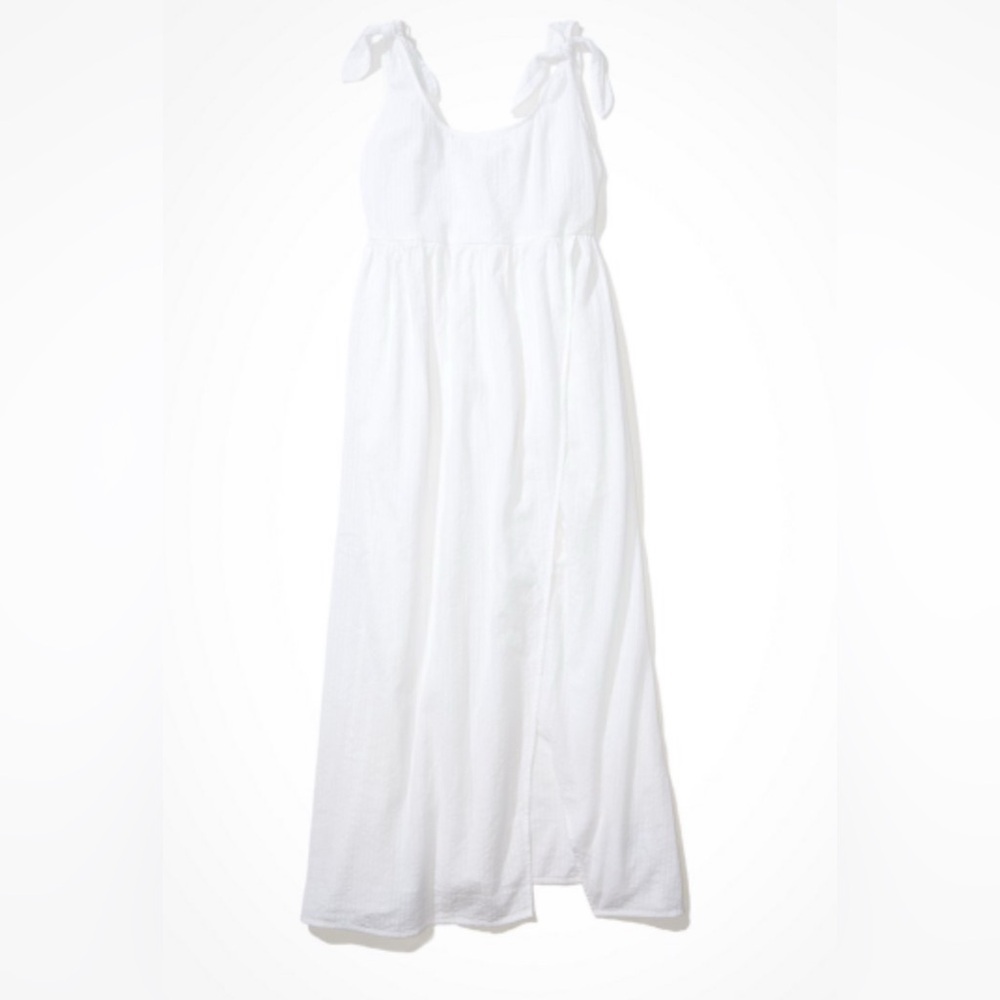 AE TIE SLEEVE SLIT MIDI DRESS - White - S